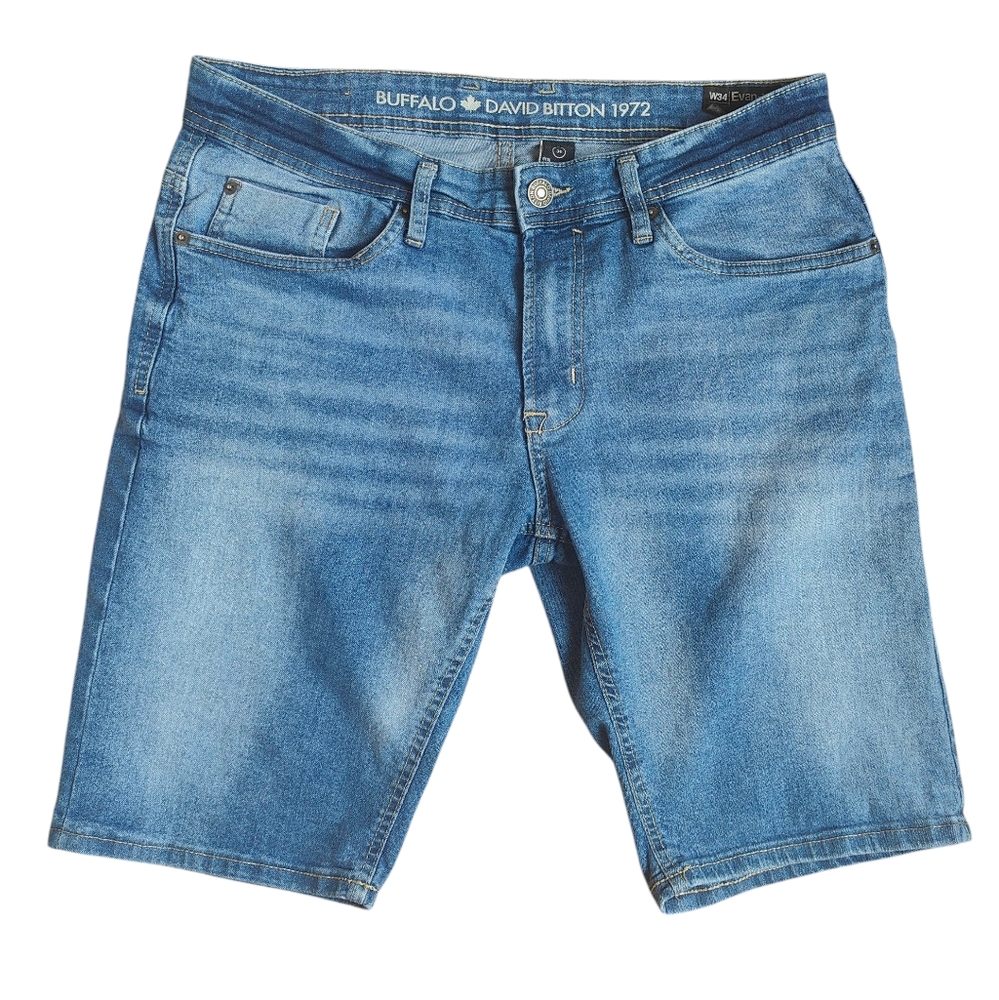 Buffalo David Bitton Evan-X Basic Blue Denim Jean Shorts Mens